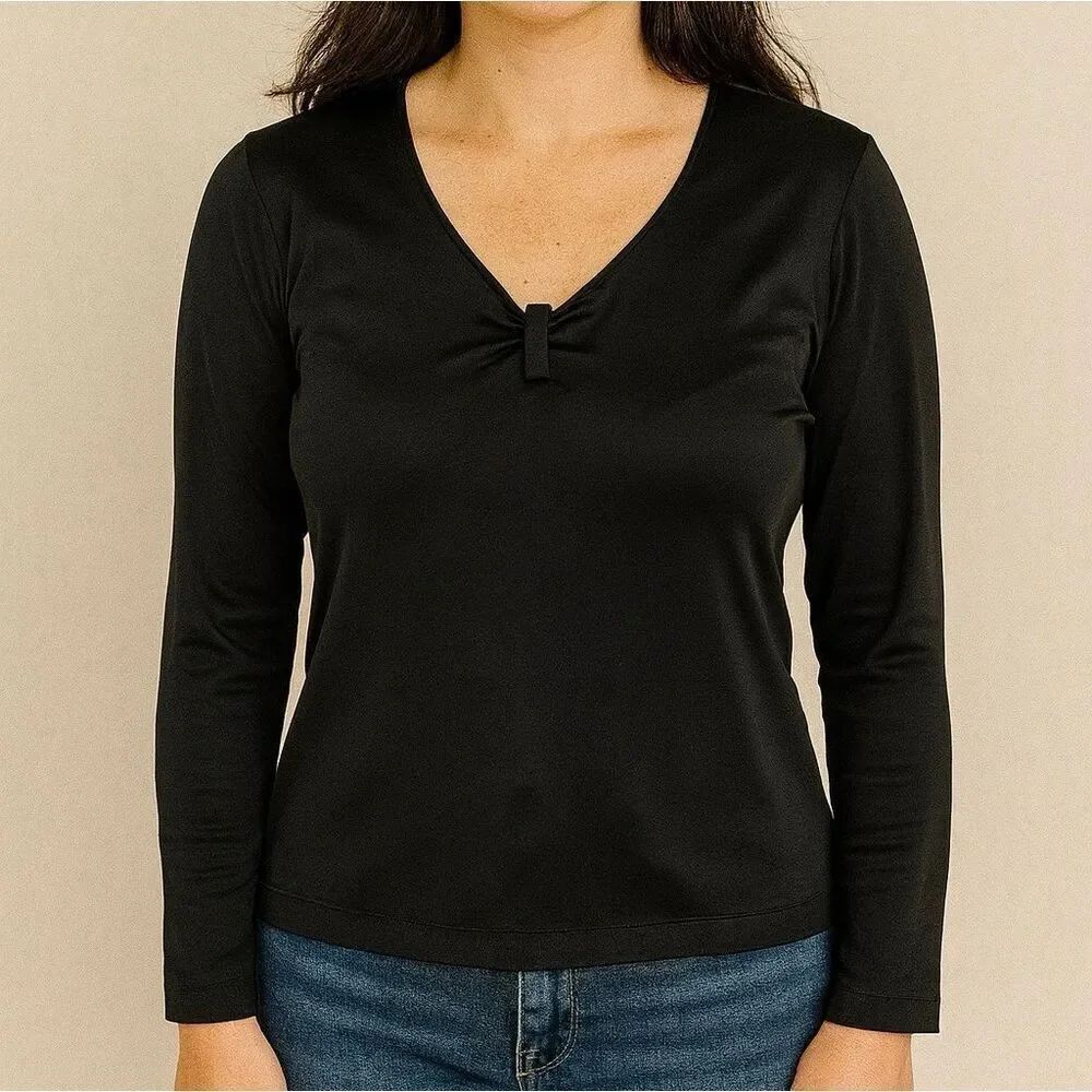 Pendleton black vintage silk long sleeve top M